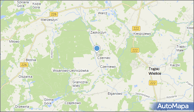 mapa Czerniec, Czerniec gmina Trąbki Wielkie na mapie Targeo